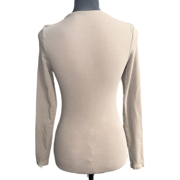 Abercrombie & Fitch - Long Sleeve Square Neck Bodysuit - Tan/Beige - Size XS - Picture 3 of 6